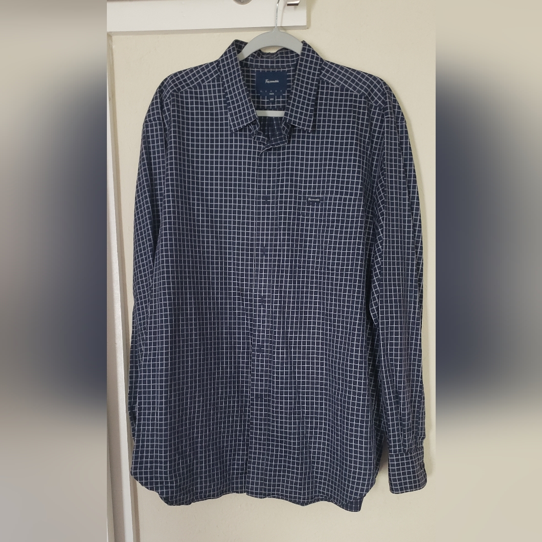 Faconnable Navy/White Check Dress Shirt